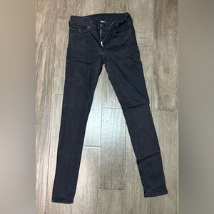 True Religion Halle Mid Rise Super Skinny Jeans Black Jeans  Size 25